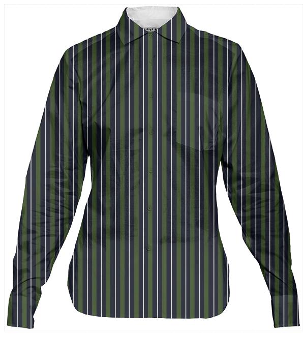 Women s Button Down Shirt Striped in Navy and Avocado