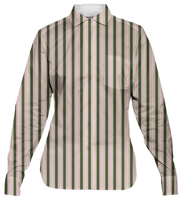 Women s Button Down Shirt Striped in Acocado and Peach