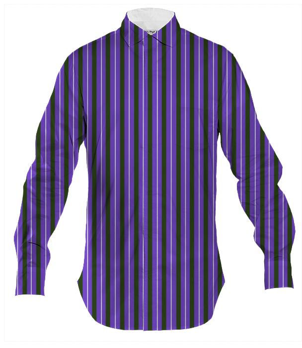 Men s Button Down Shirt Striped in Green and Purple