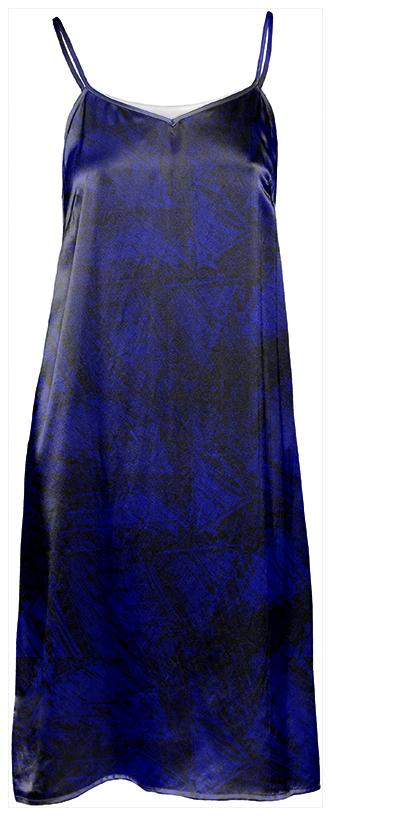 Blue Triangles Galore Silk Slip Dress
