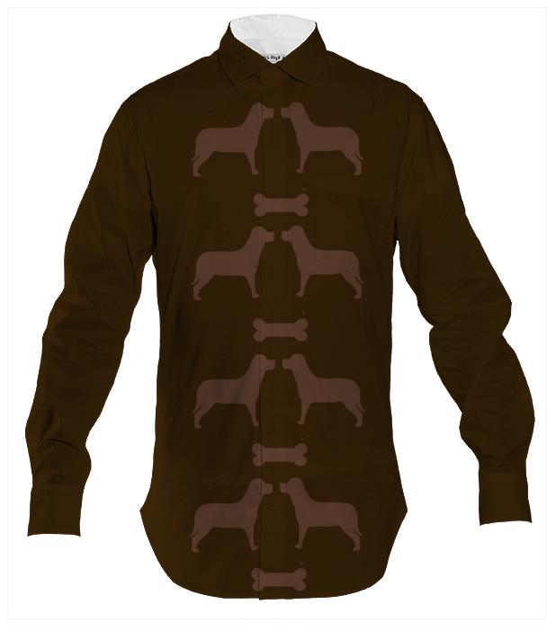 Dogs Brwon on Brown Men s Button Down Shirt