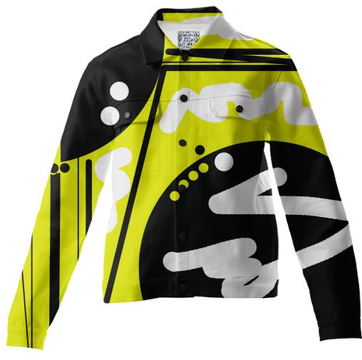 Black Yellow and White Geometric 1 Twill Jacket