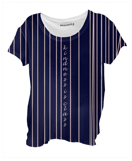 Kindness is Class Navy Pinstripe Drape Shirt