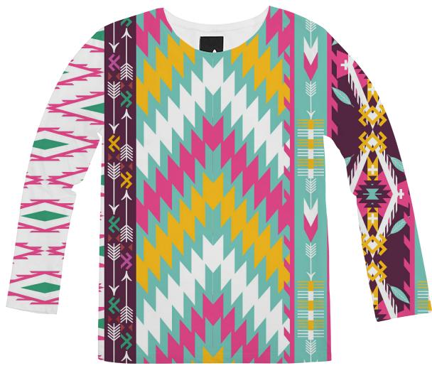Colorfull Aztec Tribal Pattern Long Sleeve Shirt