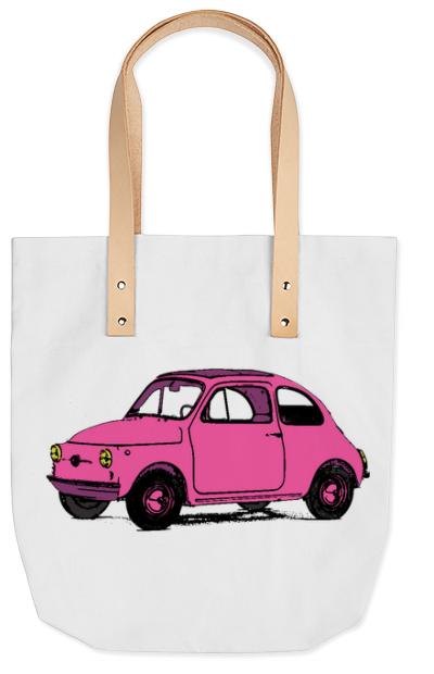Pink Car Doodle Art Summer Tote