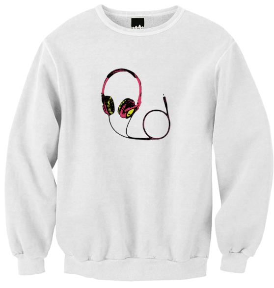 Pink Hedphones Tumblr Retro Ribbed Sweatshirt
