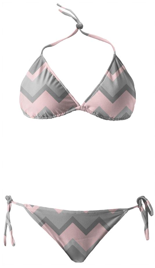 Pink and Grey Chevron Bikini
