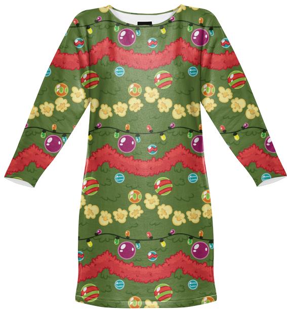 Festive Tree Sweatshirt Dress