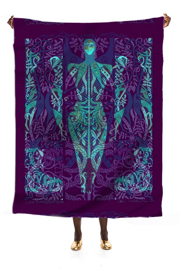 Jean Marie Bowcott Designs Art to Wear Celtic Goddess large Silk Scarf