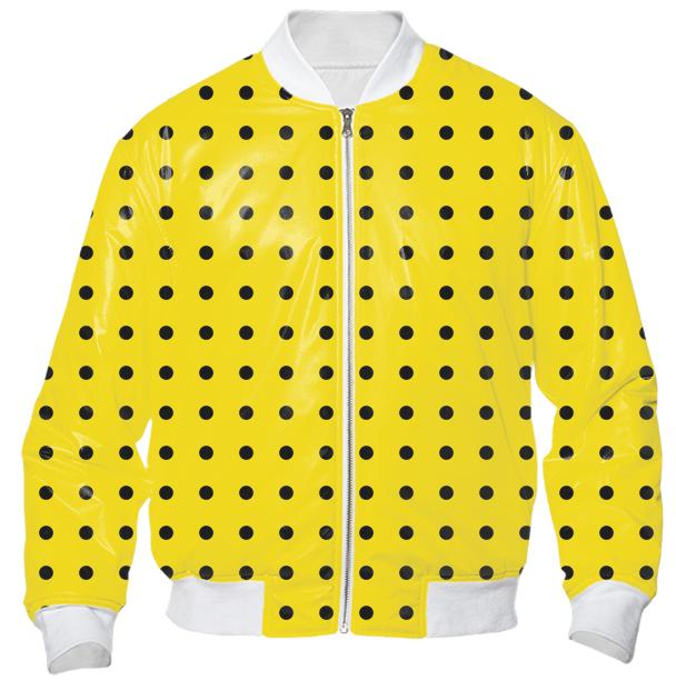 RL Yellow and Black Polka Dot Bomber Jacket