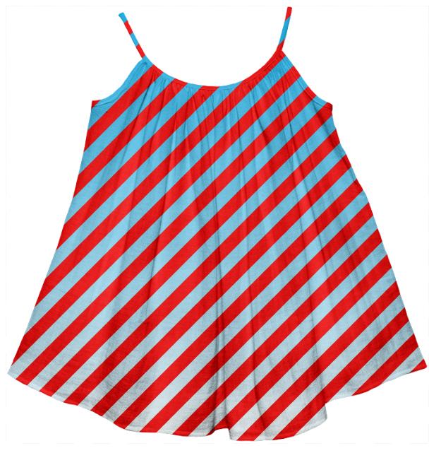 Red Sky Blue Stripe Tent Dress