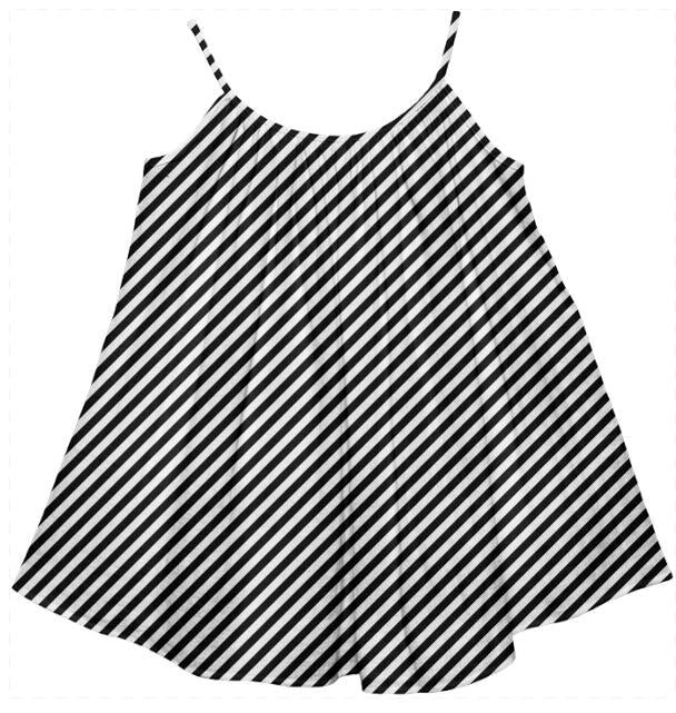 Black White Smalle Stripe Tent Dress