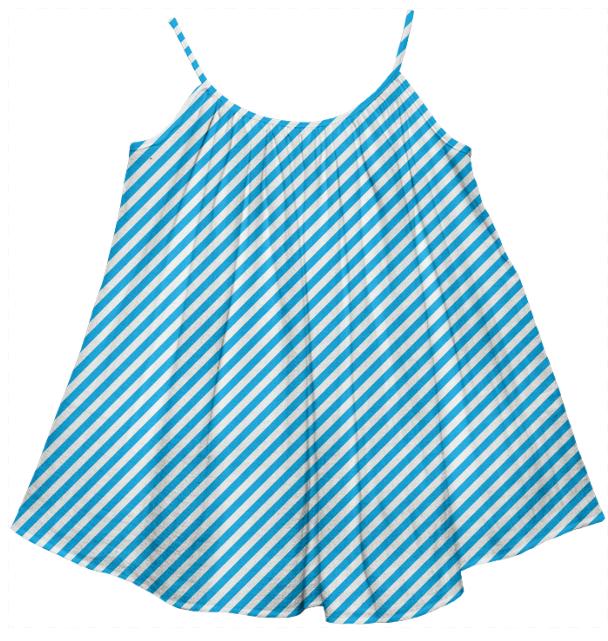 Blue White Small Stripe Tent Dress