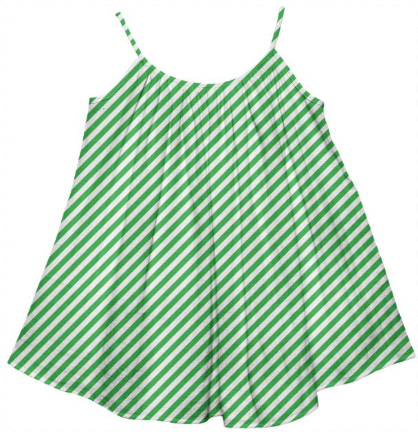 Green White Small Stripe Tent Dress