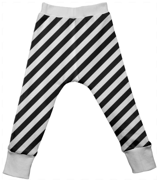 Black White Stripe Drop Pant