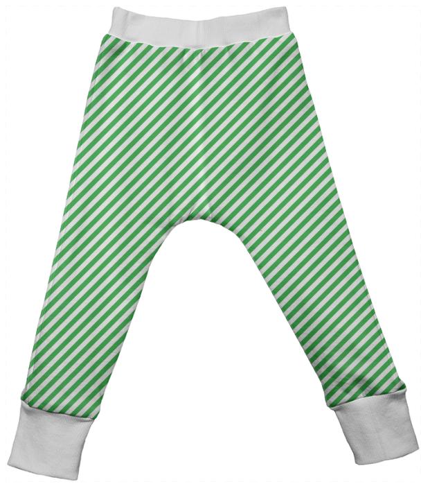 Green White Small Stripe Drop Pant