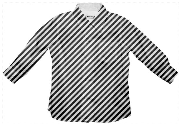 Black White Small Stripe Button Down