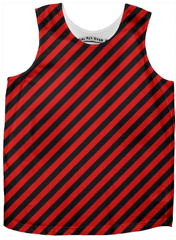 Black Red Small Stripe Tank Top