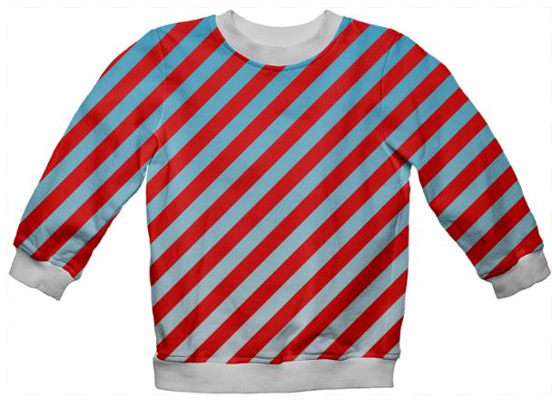 Red Blue Sky Striped Sweatshirt