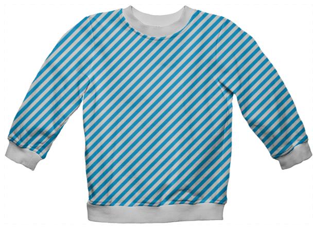 Blue White Small Stripe Sweatshirt