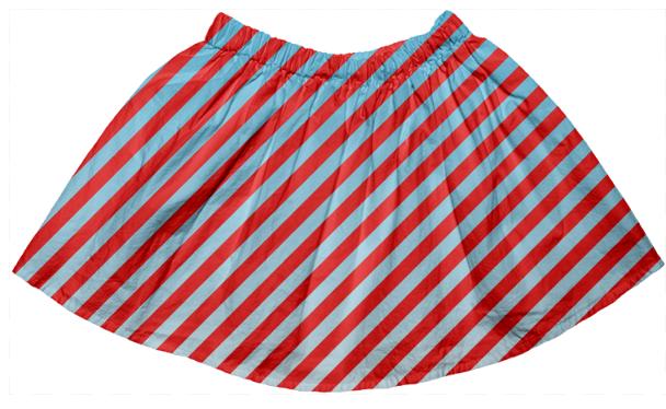 Red Blue Sky Small Stripe Full Skirt