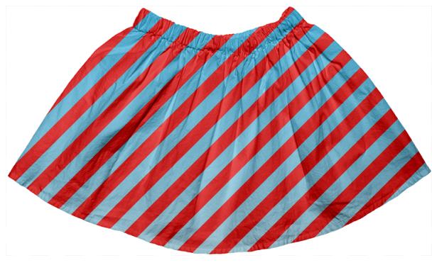 Red Blue Sky Stripe Full Skirt
