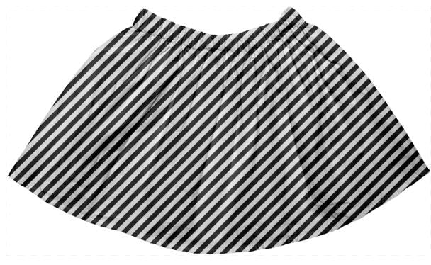 Black White Small Stripe Full Skirt