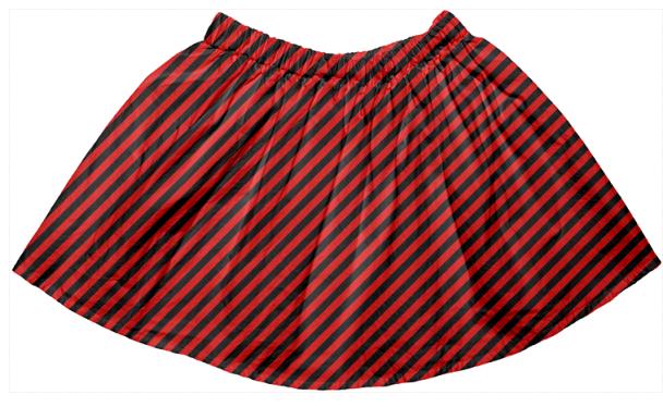 Black Red Small Stripe Full Skirt