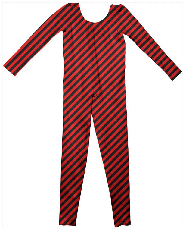 Black Red Small Stripe Unitard