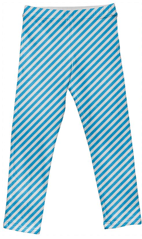 Blue White Small Stripe Leggings