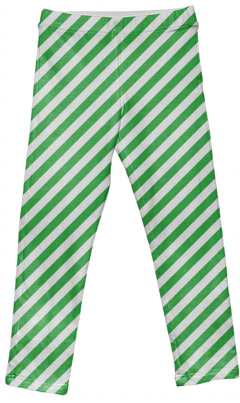 Green White Stripe Leggings