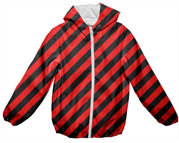 Black Red Stripe Rain Jacket
