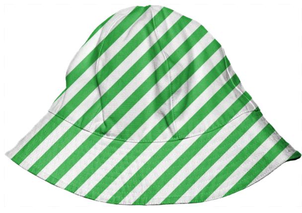 Green White Stripe Bucket Hat
