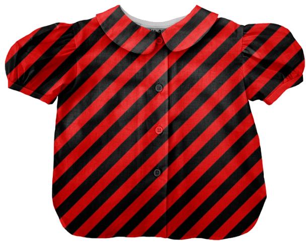 Large Red and Black Stripe Kids Blouse