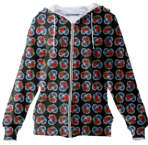 Red Roses Smokey Heart Cross Weave Pattern