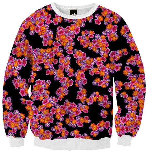 Flowers Random Fill Pattern Black