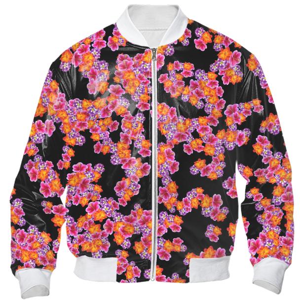 Flowers Random Fill Pattern Black