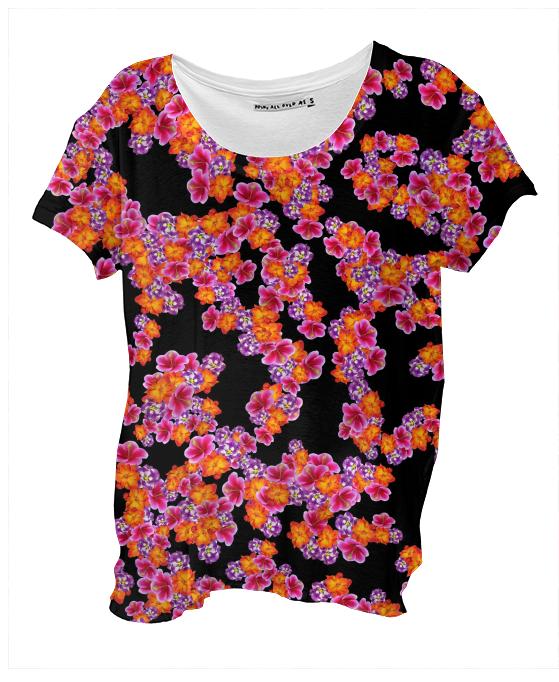 Flowers Random Fill Pattern Black