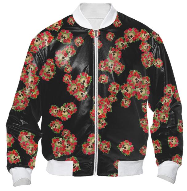 Skull Roses Random Fill Pattern Black