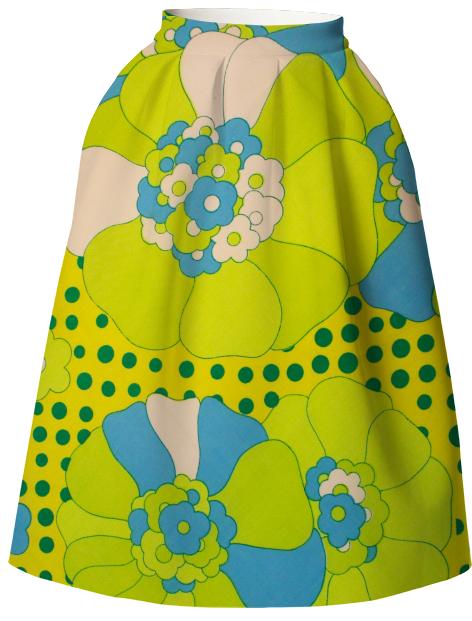 Flower Power Polka Dots Neoprene Skirt