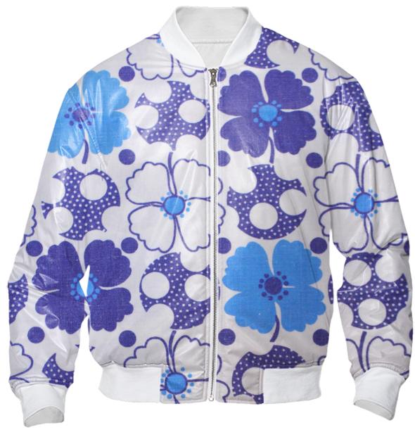 Blue Flowers Bomber Jacket