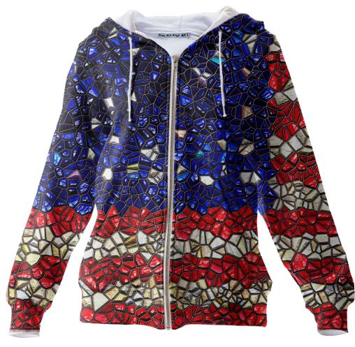 American Flag Mosaic Zip Hoodie