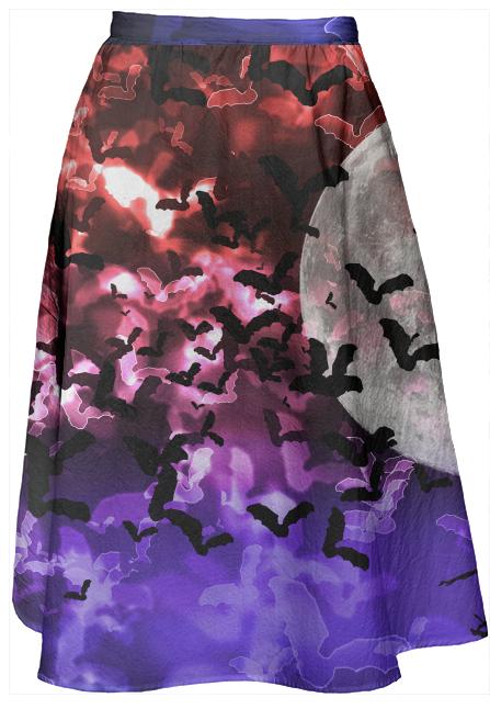 Bokeh Bats in Moonlight Midi Skirt