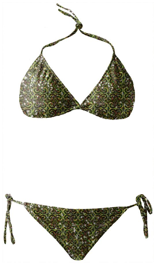 Green Swirls and Sparkles Bikini