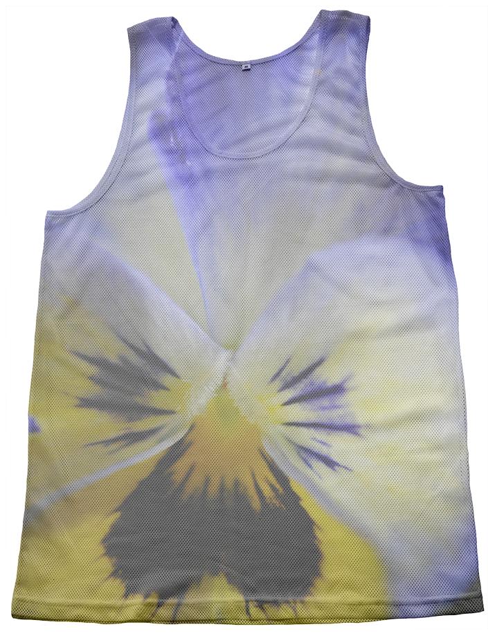 Blue and Yellow Pansy Mesh Tank