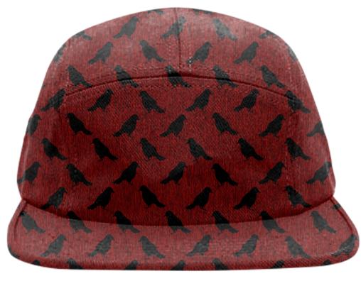 Black Crows On Red Baseball Cap