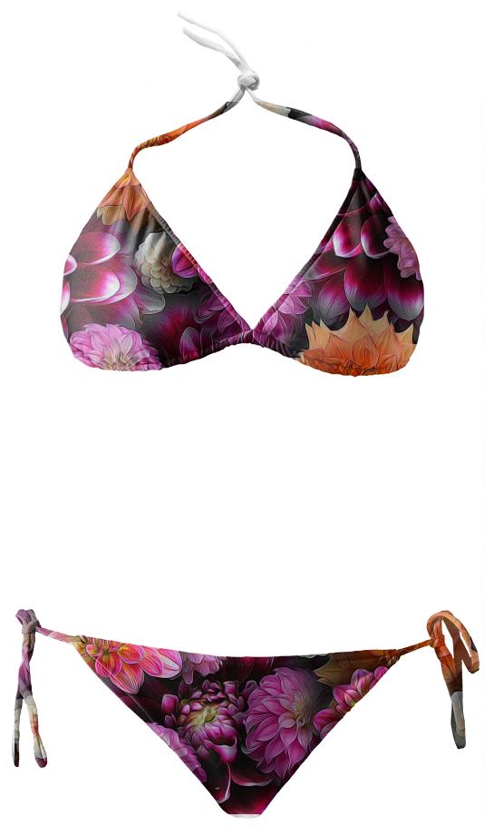 Pink Dahlias Collage Bikini
