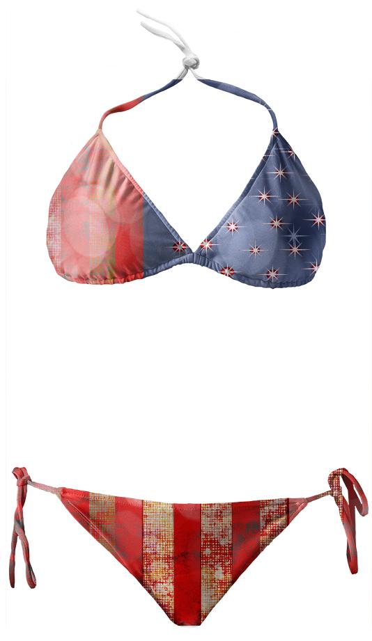 American Flag Bokeh Bikini