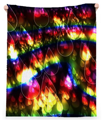 Rainbow Bokeh Raindrops Beach Towel