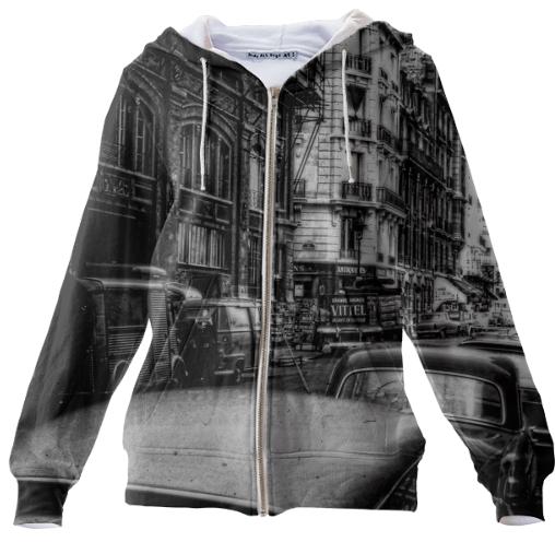 Vintage Paris Street Zip Hoodie